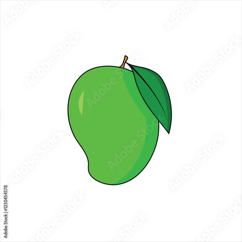 Shiny Mango Vector Illustration with a Leaf