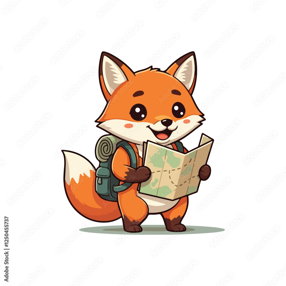 Obraz premium Cute wolf Cartoon Vector Icon Illustration Animal Nature Icon Concept Isolated Premium Vector