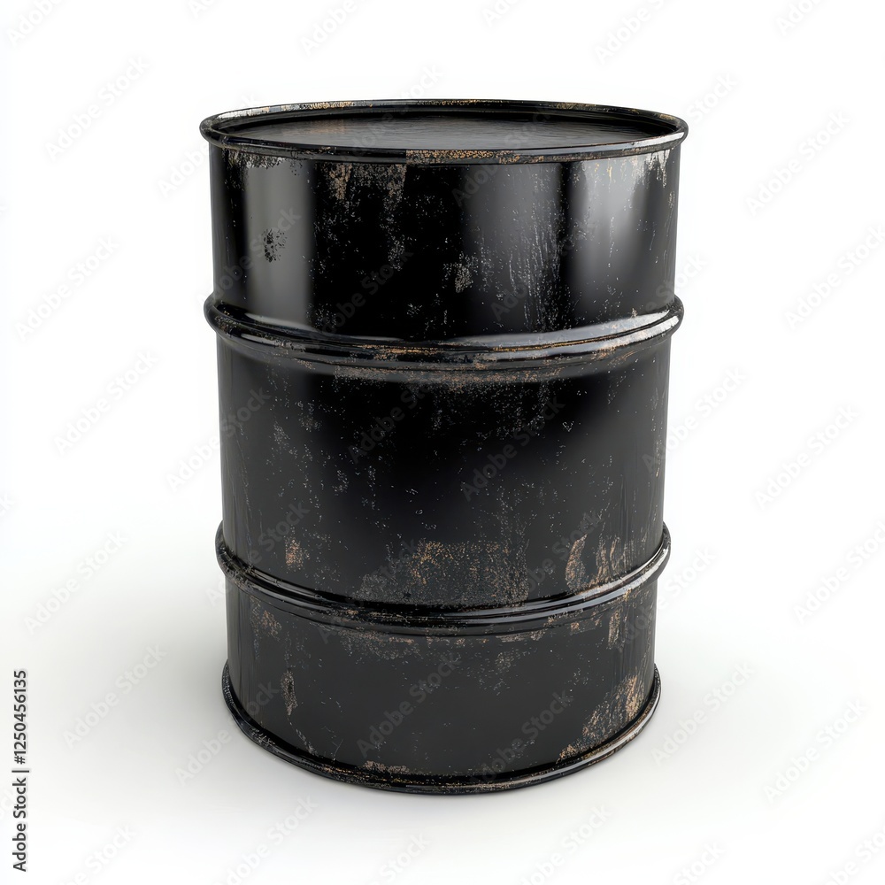 Weathered black metal drum on white background. Weathered black metal drum on white background.