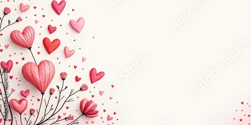 valentine's day and wedding poster,card,banner design, Whimsical Hand-Drawn Doodle Hearts Floral for valentine with copy space.