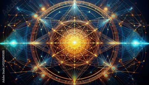 Futuristic Geometric Energy Matrix with Glowing Lines