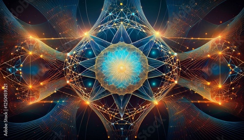 Futuristic Geometric Energy Matrix with Glowing Lines