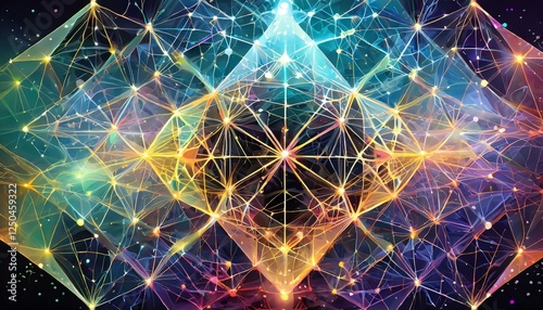 Futuristic Geometric Energy Matrix with Glowing Lines