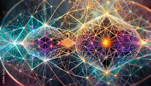 Futuristic Geometric Energy Matrix with Glowing Lines