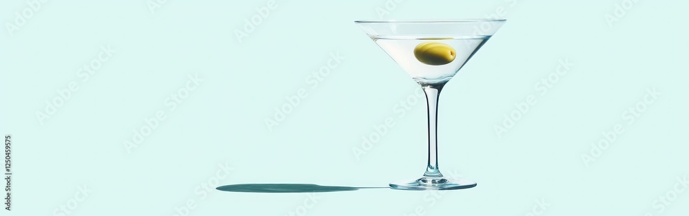 Martini Glass with Olive, Light Background Martini Glass with Olive, Light Background