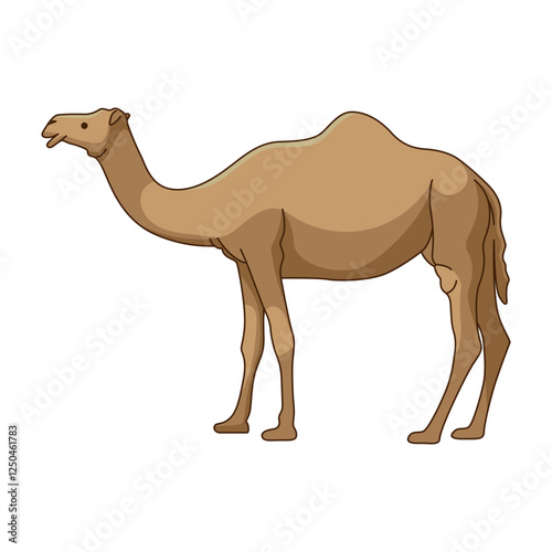 Vector illustration of a cute camel in filled line style