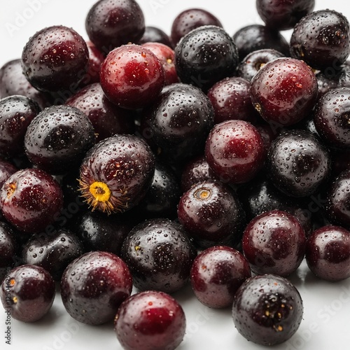 Wallpaper Mural A small pile of fresh jabuticaba fruits, arranged in a pyramid shape on a white surface. Torontodigital.ca