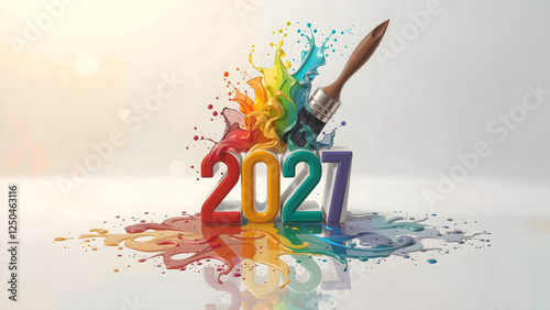 Creative Happy New Year 2027 with Paint Strokes