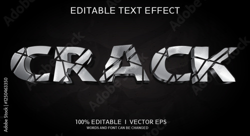  crack 3d vector text effect with modern style design