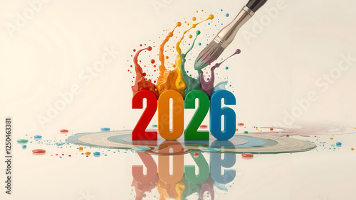 Creative Happy New Year 2026 with Paint Strokes