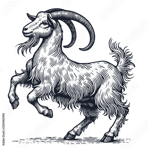 Vintage Illustration of a Goat