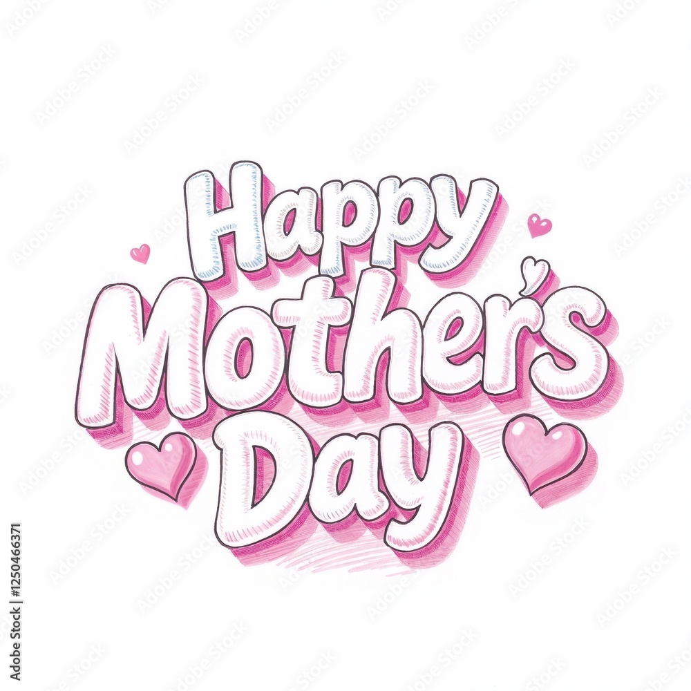 Happy Mother's Day typography design with hearts Happy Mother's Day typography design with hearts
