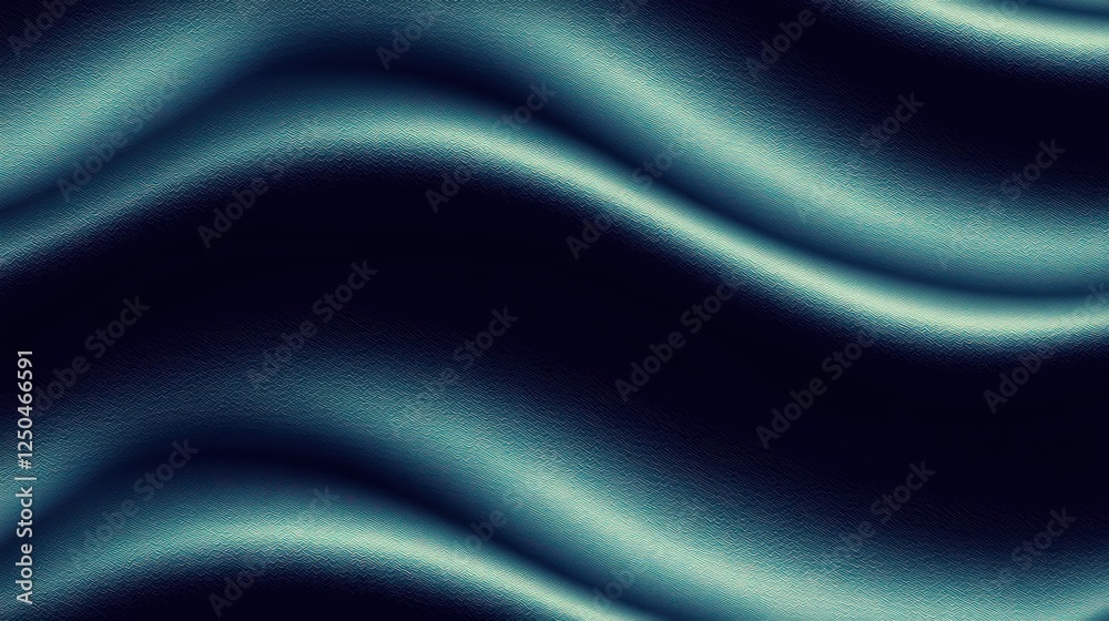 Abstract blue fabric waves, dark background, textile texture, design element Abstract blue fabric waves, dark background, textile texture, design element