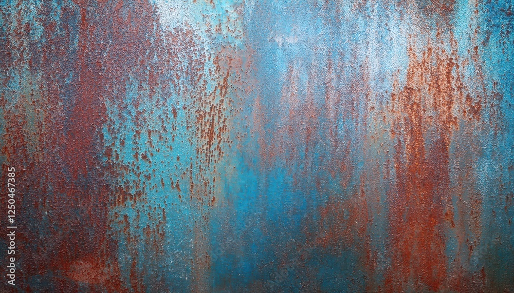 Fototapeta premium weathered metal surface with oxidized rust texture and vibrant blue patina for abstract background
