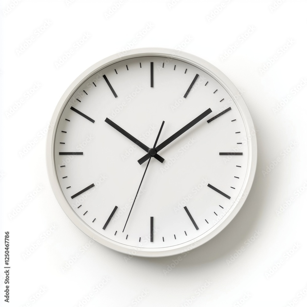 Modern Minimalist Wall Clock with Clean Design on White Background Modern Minimalist Wall Clock with Clean Design on White Background