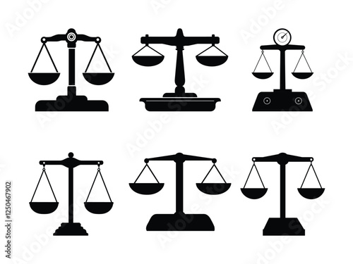 Vintage Weighing Scale Silhouettes – Professional Balance Icons