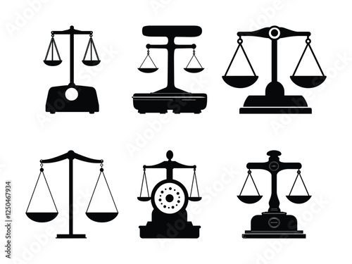 Vintage Weighing Scale Silhouettes – Professional Balance Icons