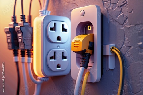 3D Icons for Mains Outlet and Technology Connection Visualization