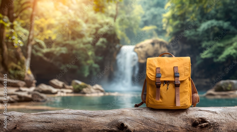 Breathtaking view of a cascading waterfall surrounded by verdant forest in a tranquil remote landscape Breathtaking view of a cascading waterfall surrounded by verdant forest in a tranquil remote landscape