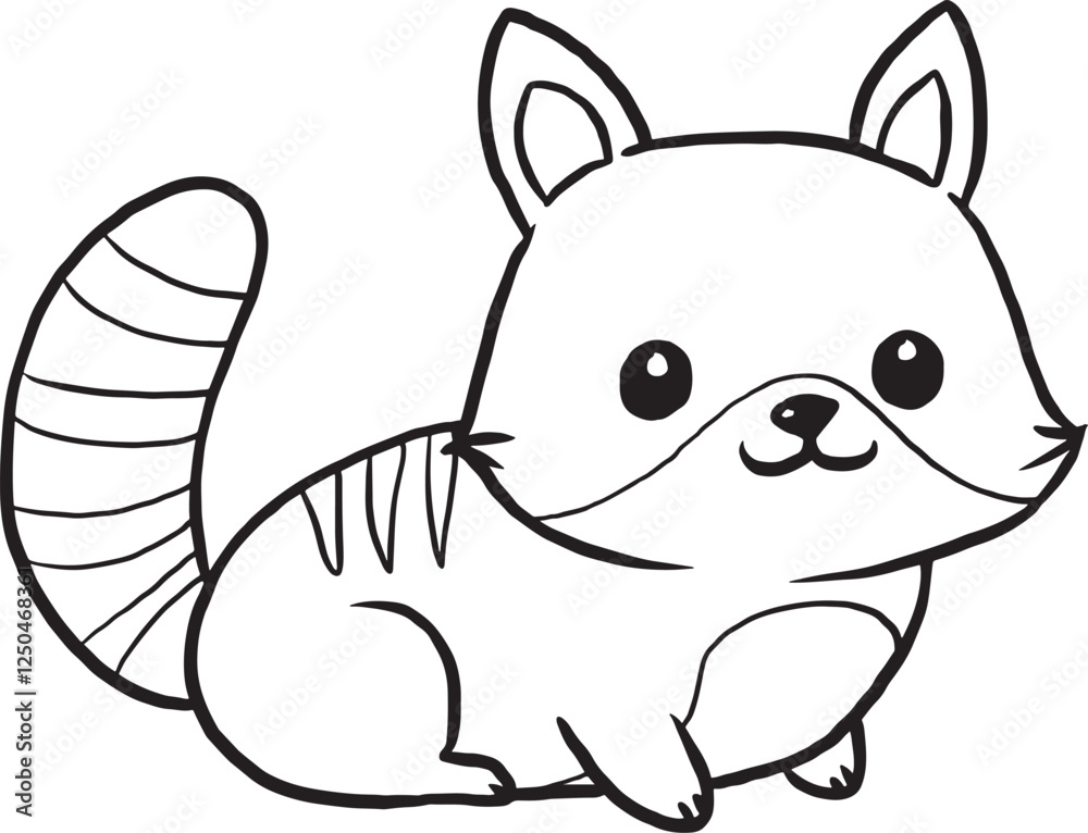 Fototapeta premium Squirrel cartoon doodle lineart minimal