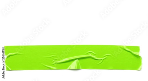 bright neon green, adhesive tape, textured surface, torn edge, sticky masking tape, vibrant color, closeup, isolated on white background