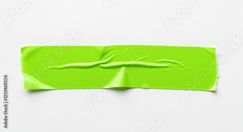 bright neon green, adhesive tape, textured surface, torn edge, sticky masking tape, vibrant color, closeup, isolated on white background