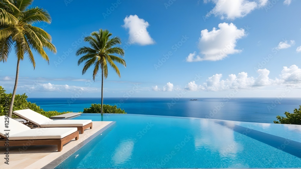 Luxury Infinity Pool with Ocean View at Tropical Villa
