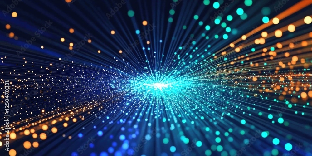 Naklejka premium Dynamic Blue and Green Light Patterns in Abstract Background for Creative Design Projects and Modern Visual Media Use