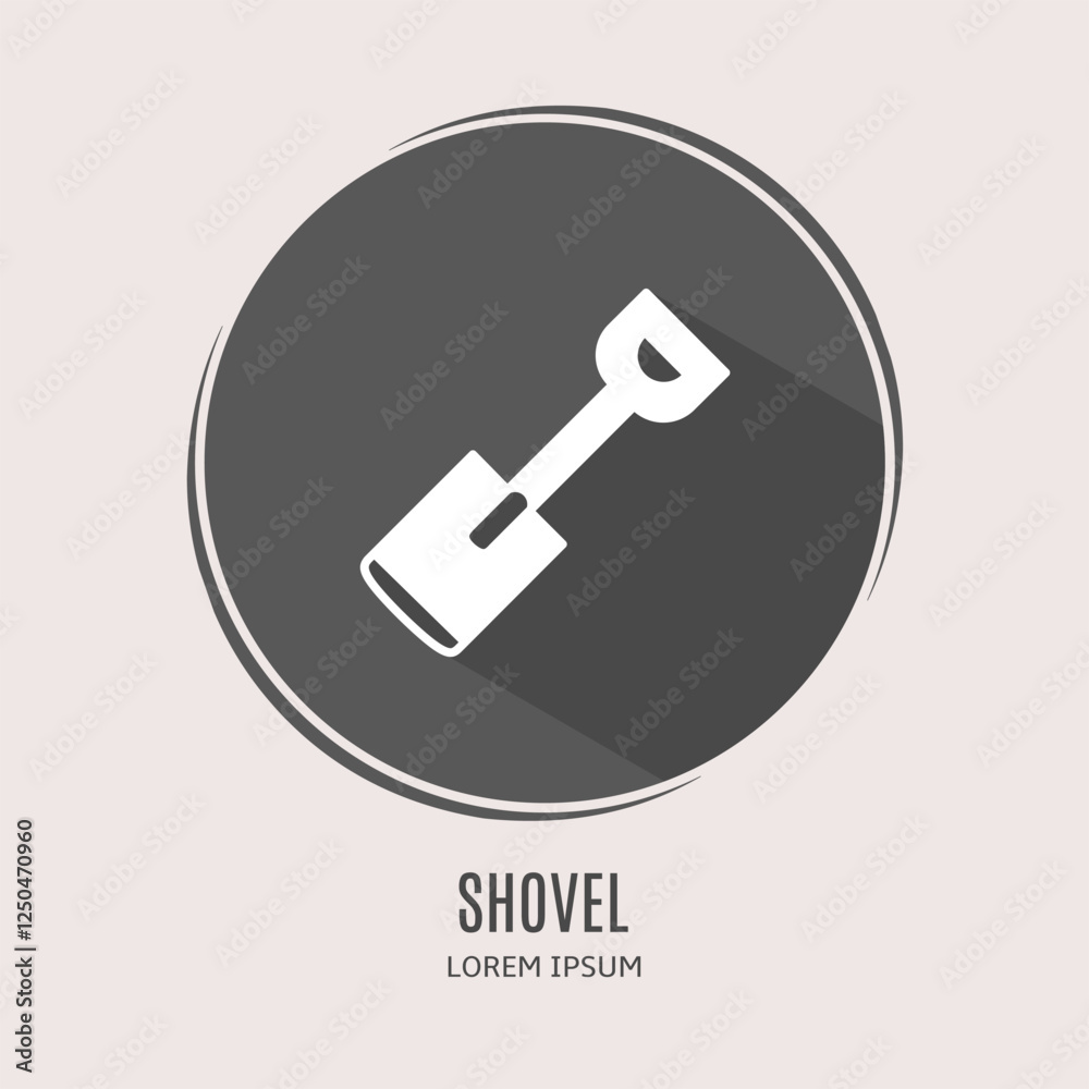 Symbol shovel logo. Illustration of shovel in flat. Stock vector. Symbol shovel logo. Illustration of shovel in flat. Stock vector.