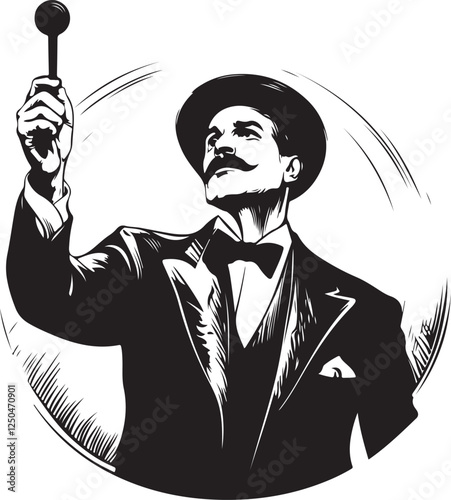 vector illustration of an auctioneer