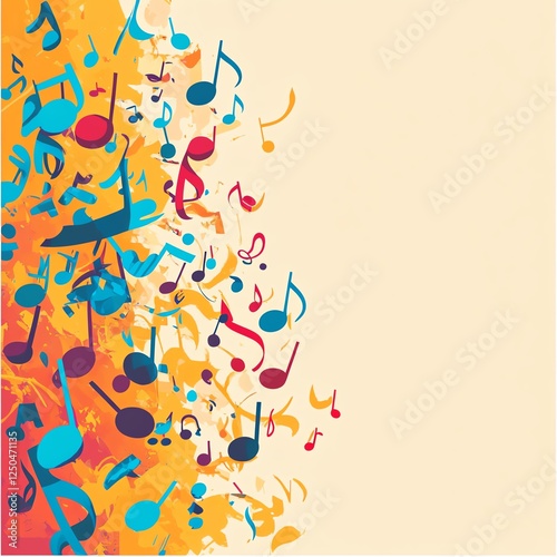 Colorful musical notes design creating a vibrant and joyful atmosphere.