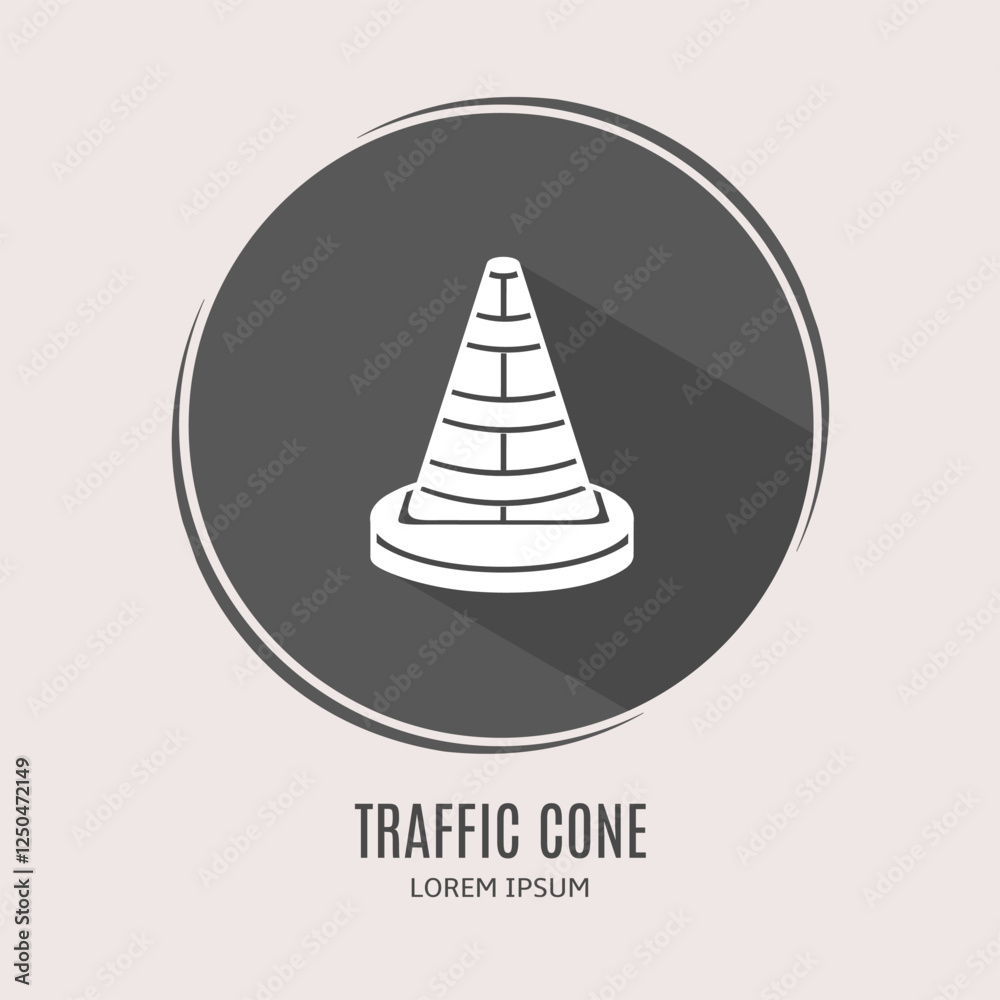 Symbol traffic cone logo. Illustration of traffic cone in flat. Stock vector. Symbol traffic cone logo. Illustration of traffic cone in flat. Stock vector.
