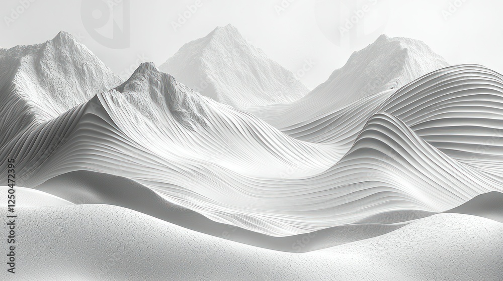 Obraz premium Abstract white layered mountains landscape background for design