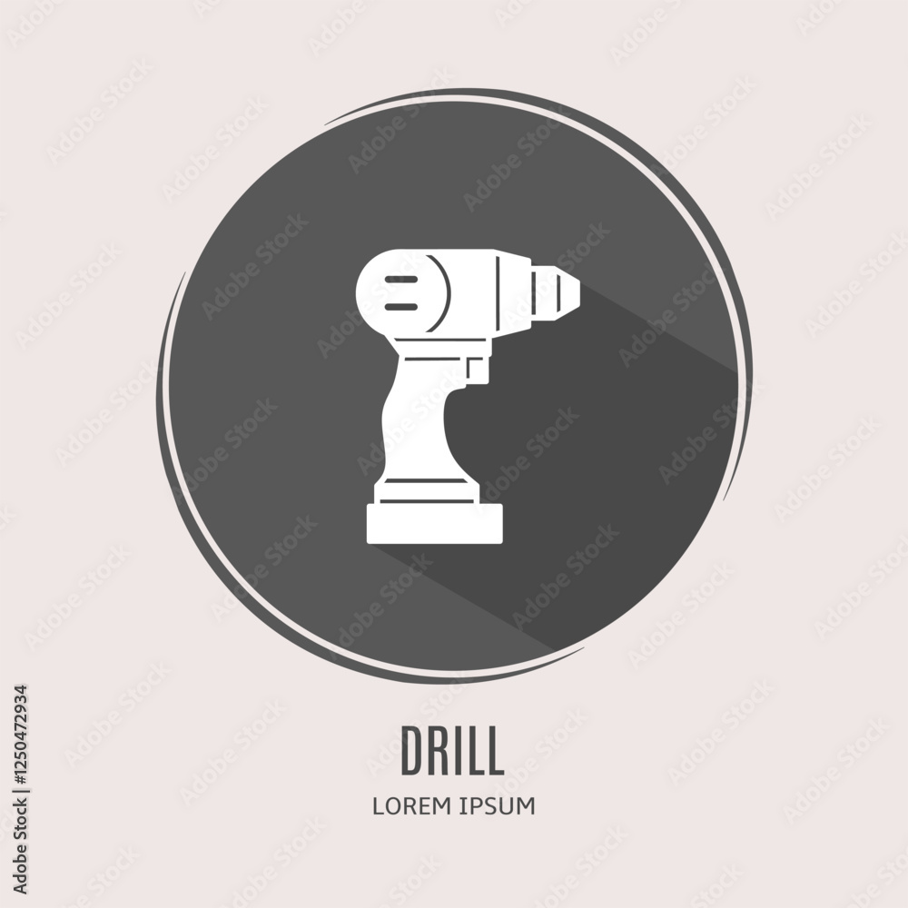 Symbol drill logo. Illustration of drill in flat. Stock vector. Symbol drill logo. Illustration of drill in flat. Stock vector.