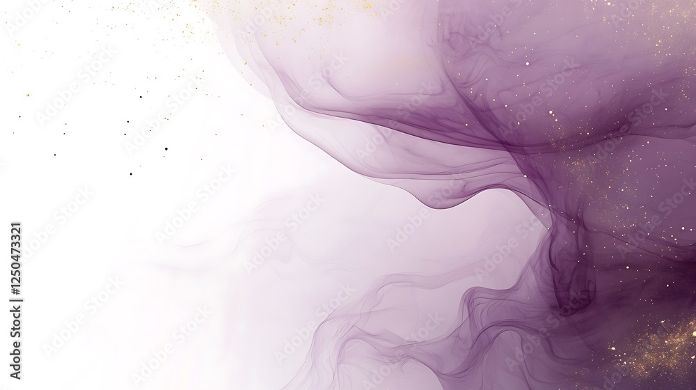 Fototapeta premium Abstract Purple and Gold Ink Swirls Design