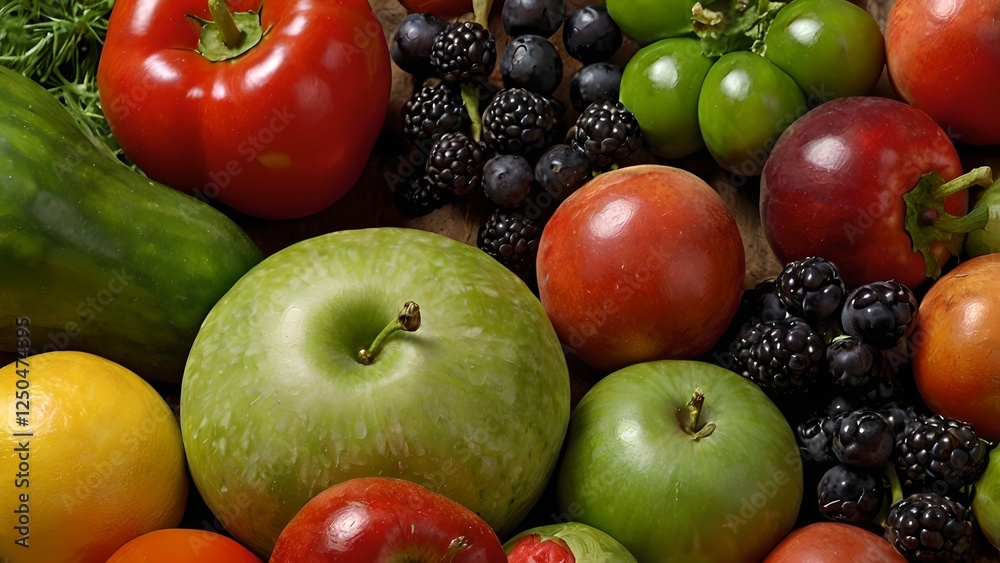 Vibrant Colorful Fruits and Vegetables Harvest Bounty Vibrant Colorful Fruits and Vegetables Harvest Bounty