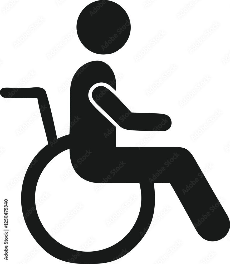 Simple icon of a person in a wheelchair. Simple icon of a person in a wheelchair.