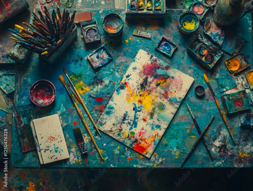 Creative Chaos: Flat Lay of an Artist’s Desk Creative Chaos: Flat Lay of an Artist’s Desk