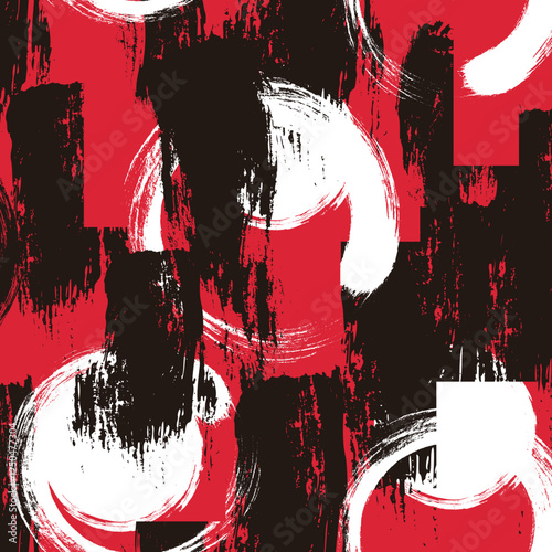 Seamless pattern of distorted abstract brush strokes,