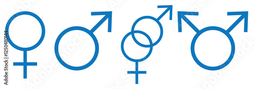 gender symbol, male and female isolated on white background