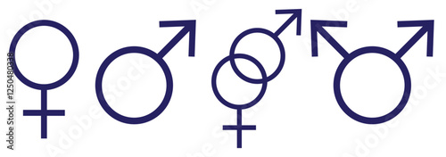 gender symbol, male and female isolated on white background