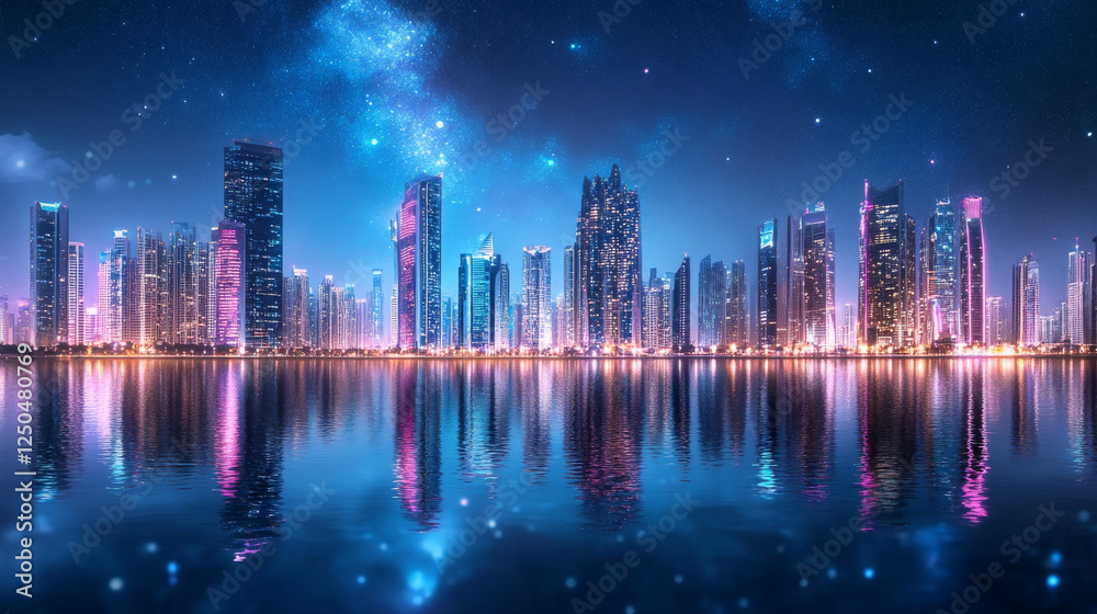 Skyward Future: Futuristic Cityscape of Tall Skyscrapers