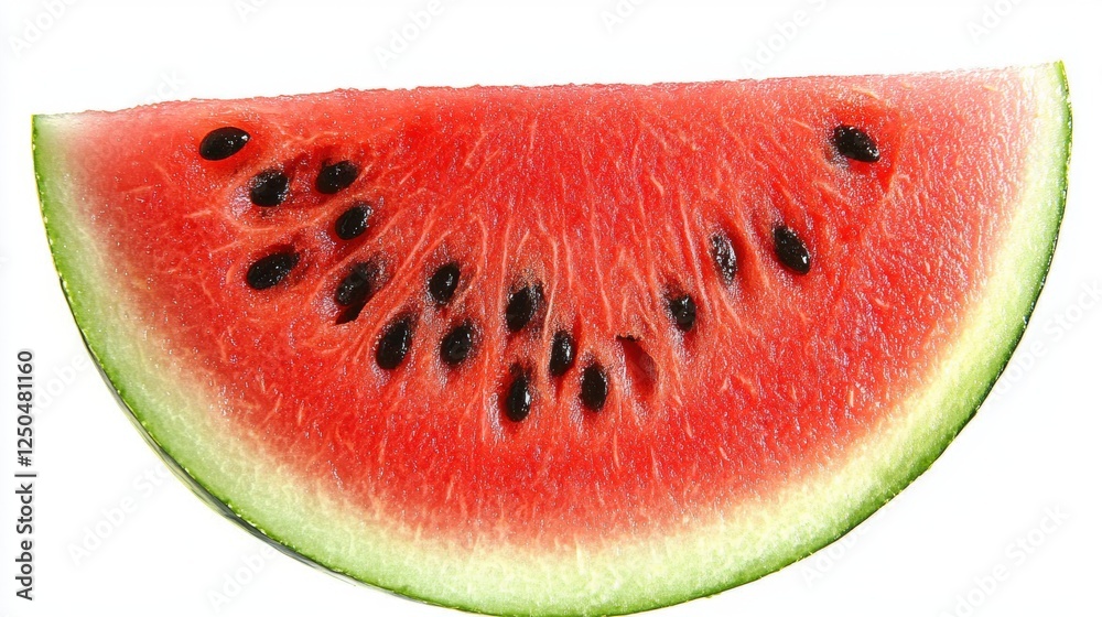 Fresh Watermelon Slice with Juicy Red Flesh and Black Seeds Fresh Watermelon Slice with Juicy Red Flesh and Black Seeds