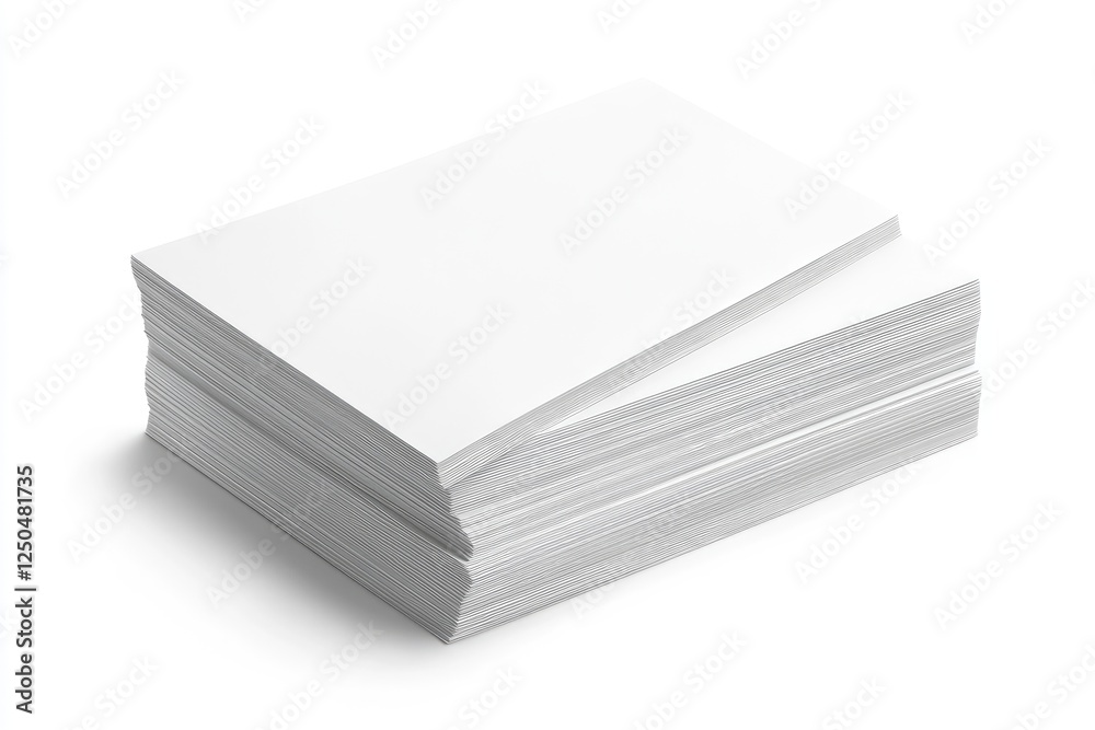 White paper stack, studio shot, blank, isolated background, printing mockup White paper stack, studio shot, blank, isolated background, printing mockup