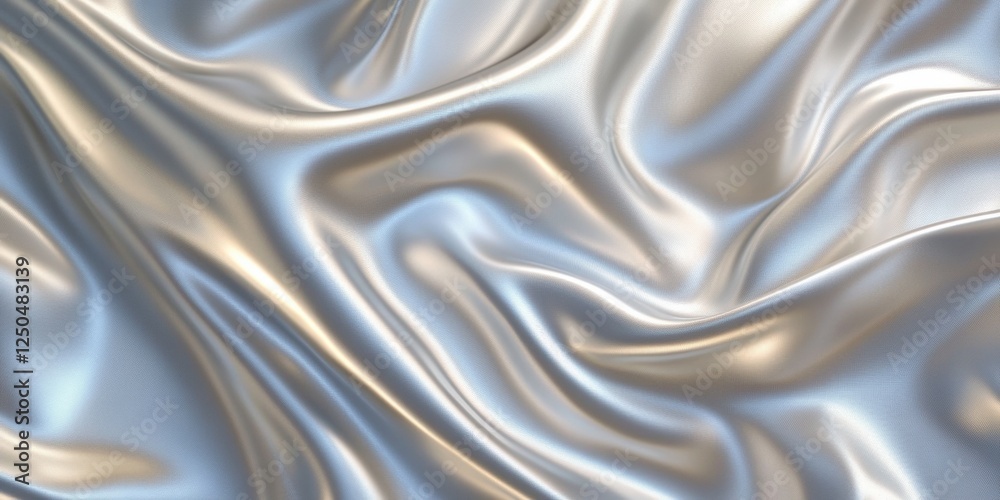 Fototapeta premium Subtle Silver Flowing Fabric with Smooth Gradients Creating a Luxurious Background for Elegant Designs and Photographic Inspiration