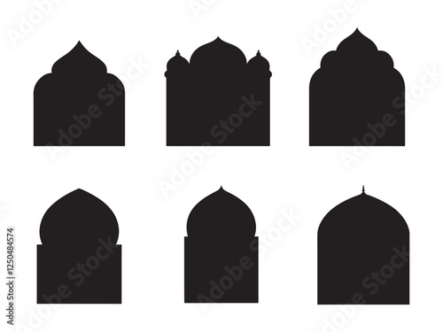 Collection of Islamic Architecture Silhouette Designs, Islamic window shape