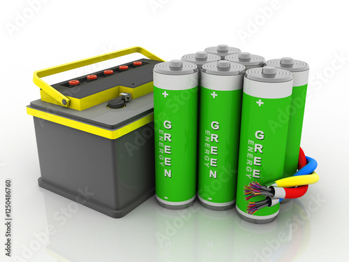 3d rendering invertor battery with optical cable
   