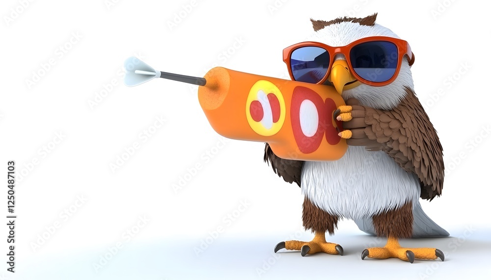 Obraz premium Cool Eagle Cartoon Character With Dart Gun