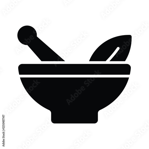 Mortar and pestle with herbs concept of herbal medicine vector