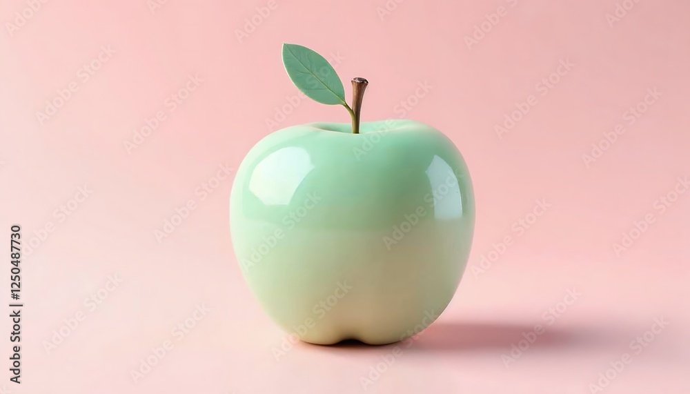 Obraz premium Mint Green Apple: A Smooth, Minimalist Still Life